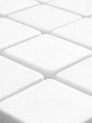 Thassos Marble Mosaic Tumbled Tile 2" x 2" White Thassos Marble Bathroom Tiles & Backsplash Mosaics