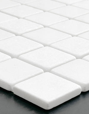 Thassos Marble Mosaic Tumbled Tile 2" x 2" White Thassos Marble Bathroom Tiles & Backsplash Mosaics