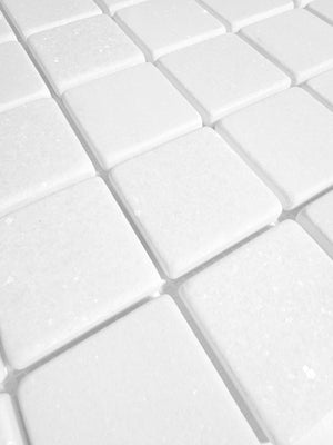 Thassos Marble Mosaic Tumbled Tile 2" x 2" White Thassos Marble Bathroom Tiles & Backsplash Mosaics