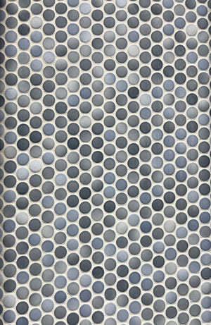 Penny Round Polished Shades of Gray Porcelain Mosaic